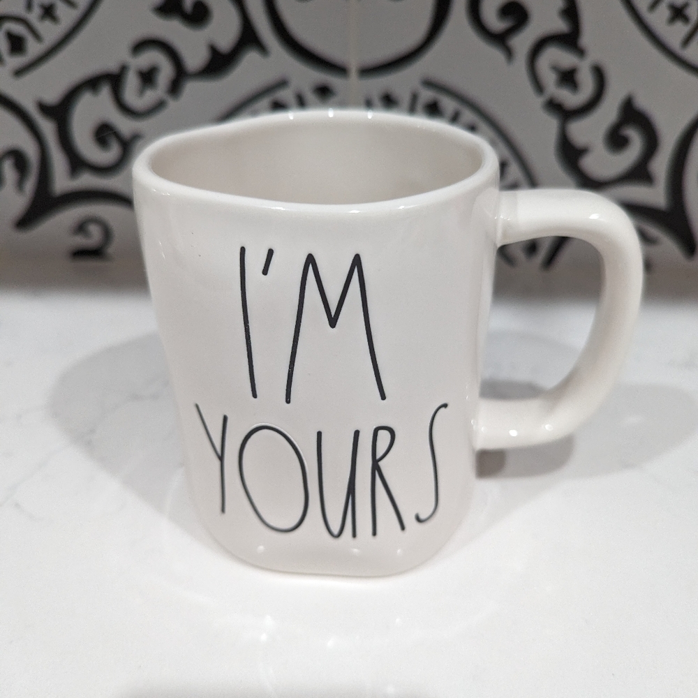 New Rae Dunn I'M YOURS/ Heart Double Sided Mug LL Lettering Valentine’s Love